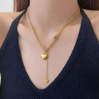 Gold Heart Lariat Necklace