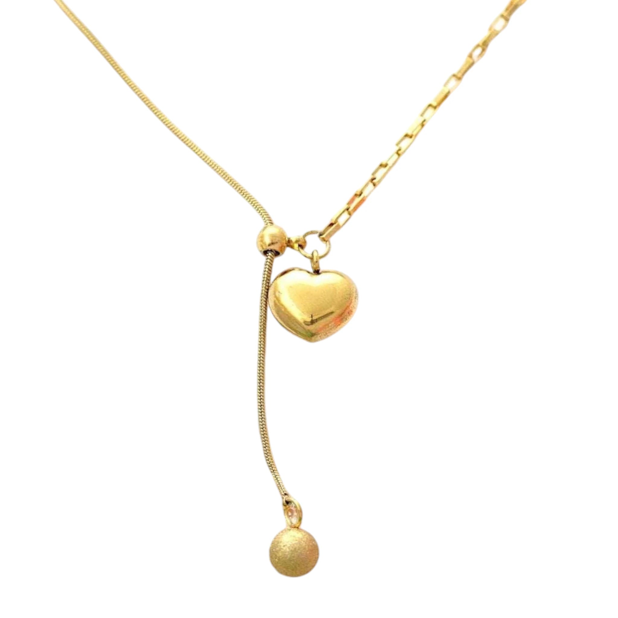 Gold Heart Lariat Necklace