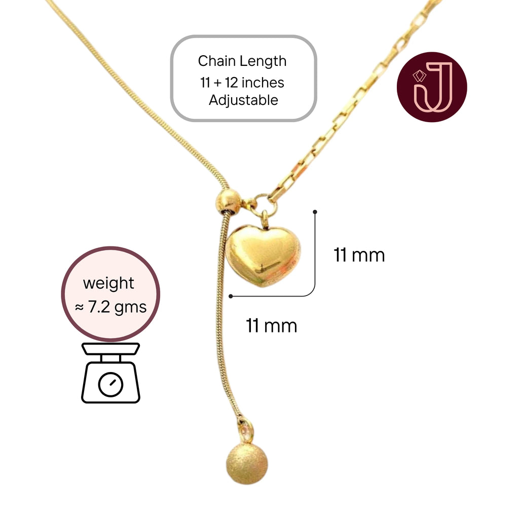 Gold Heart Lariat Necklace