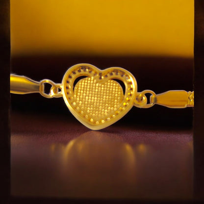 Gold Heart Loose Bracelet with Pearl Inlay