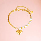 Bracelet on a color gradient of peach tones background.