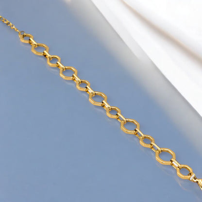 Gold Hexagonal Link Loose Bracelet