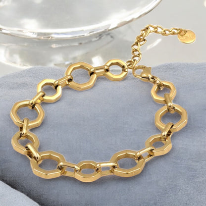 Gold Hexagonal Link Loose Bracelet