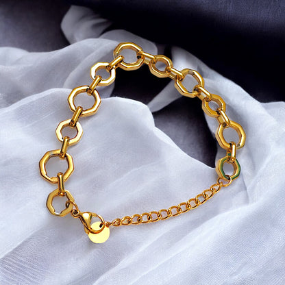 Gold Hexagonal Link Loose Bracelet