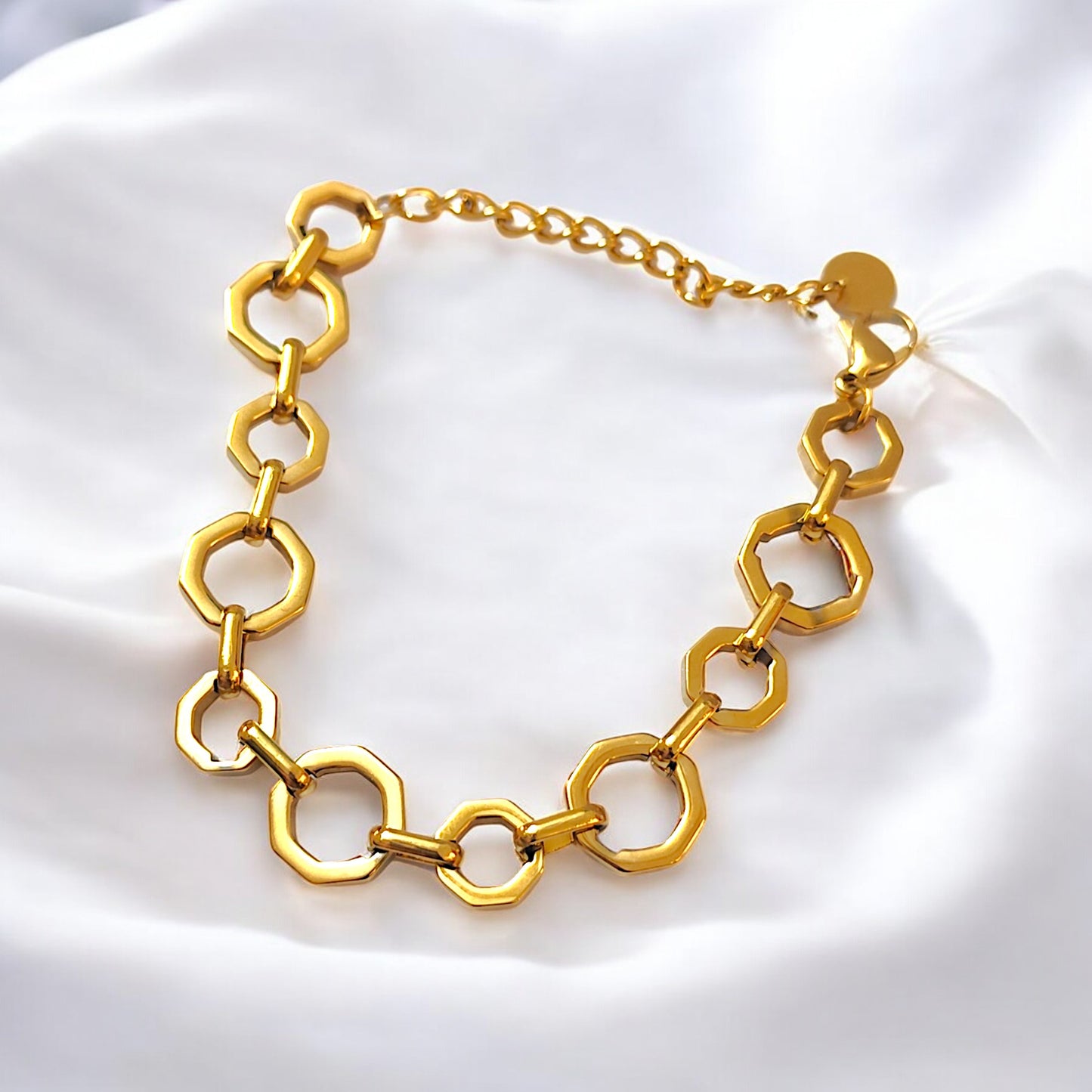 Gold Hexagonal Link Loose Bracelet