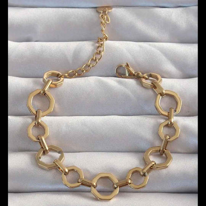 Gold Hexagonal Link Loose Bracelet