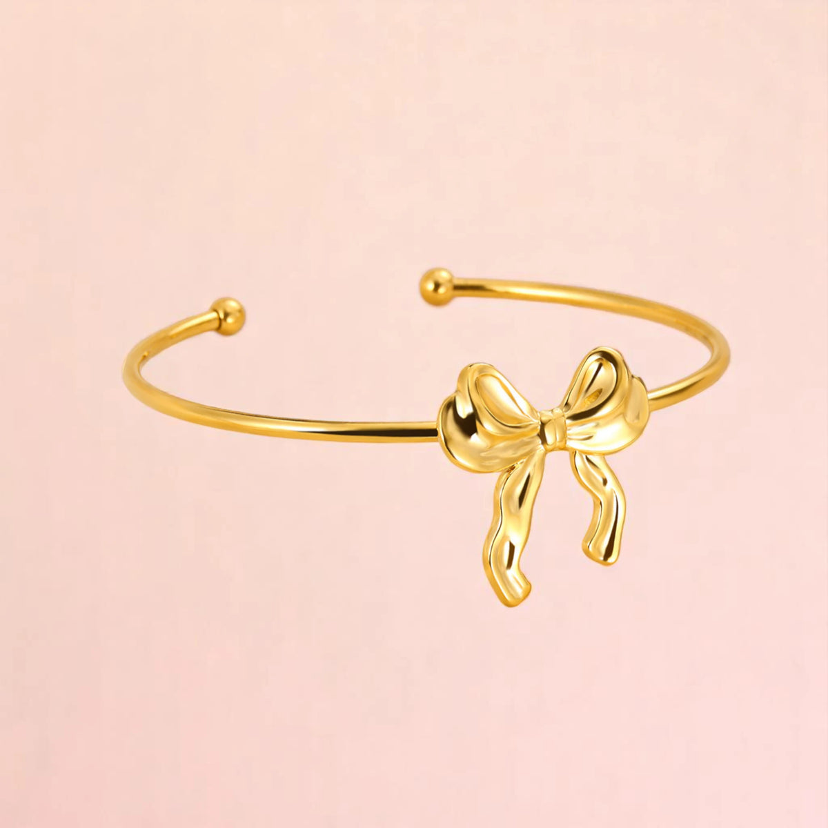 Bracelet on a color gradient of peach tones background.