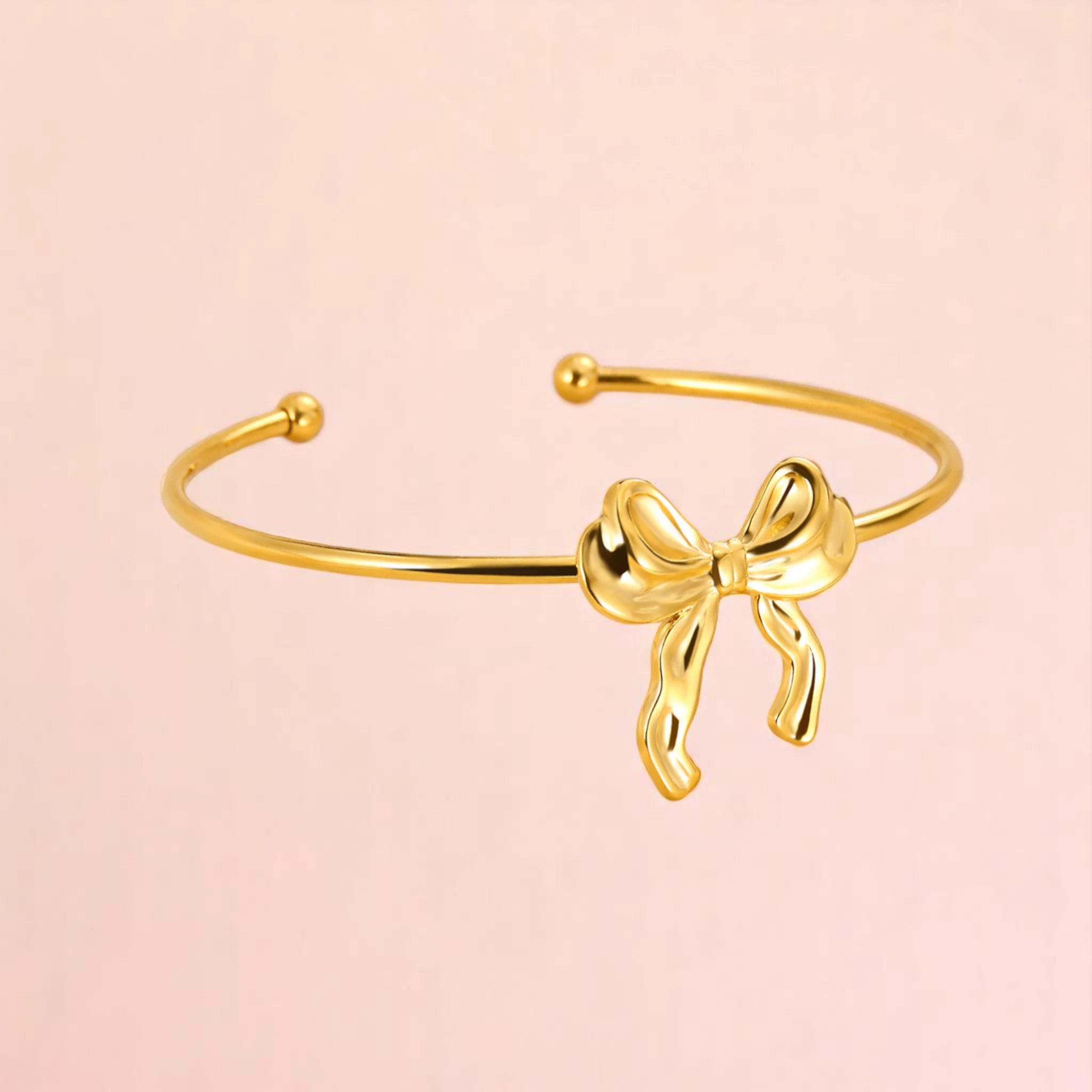 Bracelet on a color gradient of peach tones background.