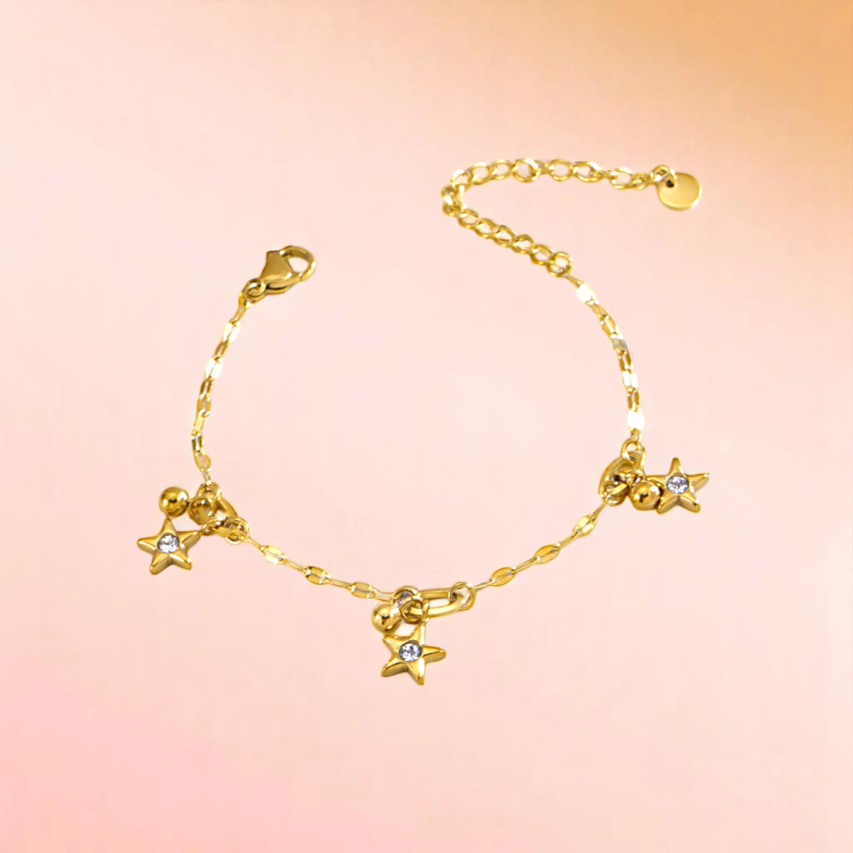 Bracelet on a color gradient of peach tones background.