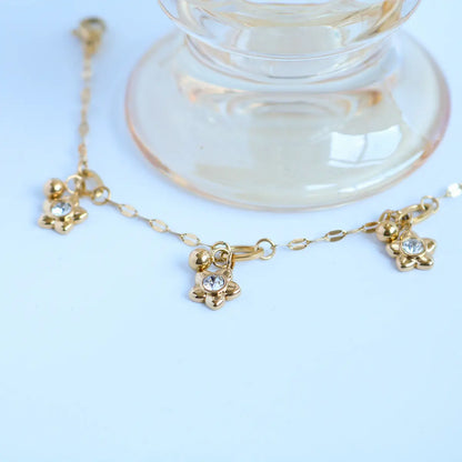 Gold Star Charm Loose Bracelet with Crystals