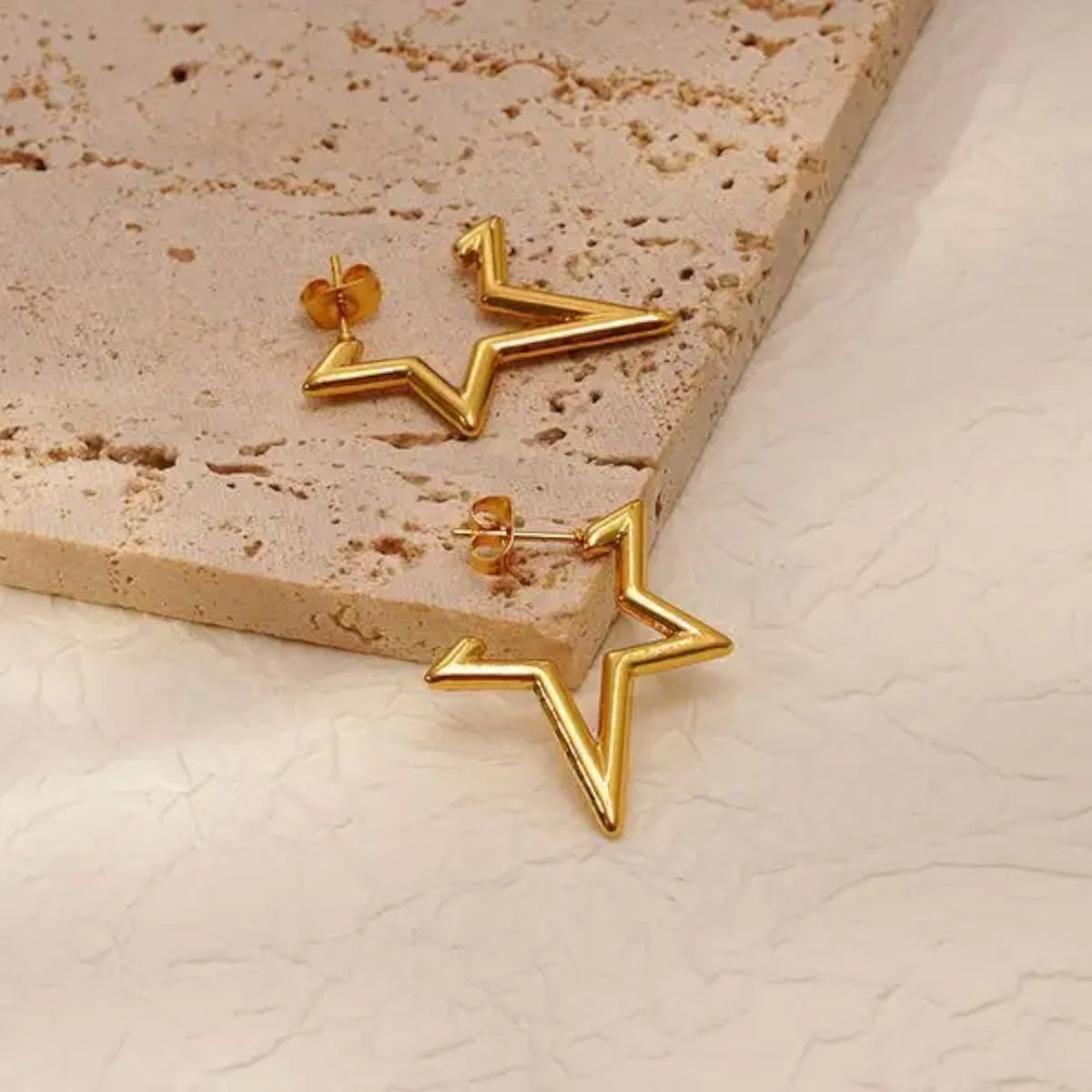 Gold Star Hoop Earrings