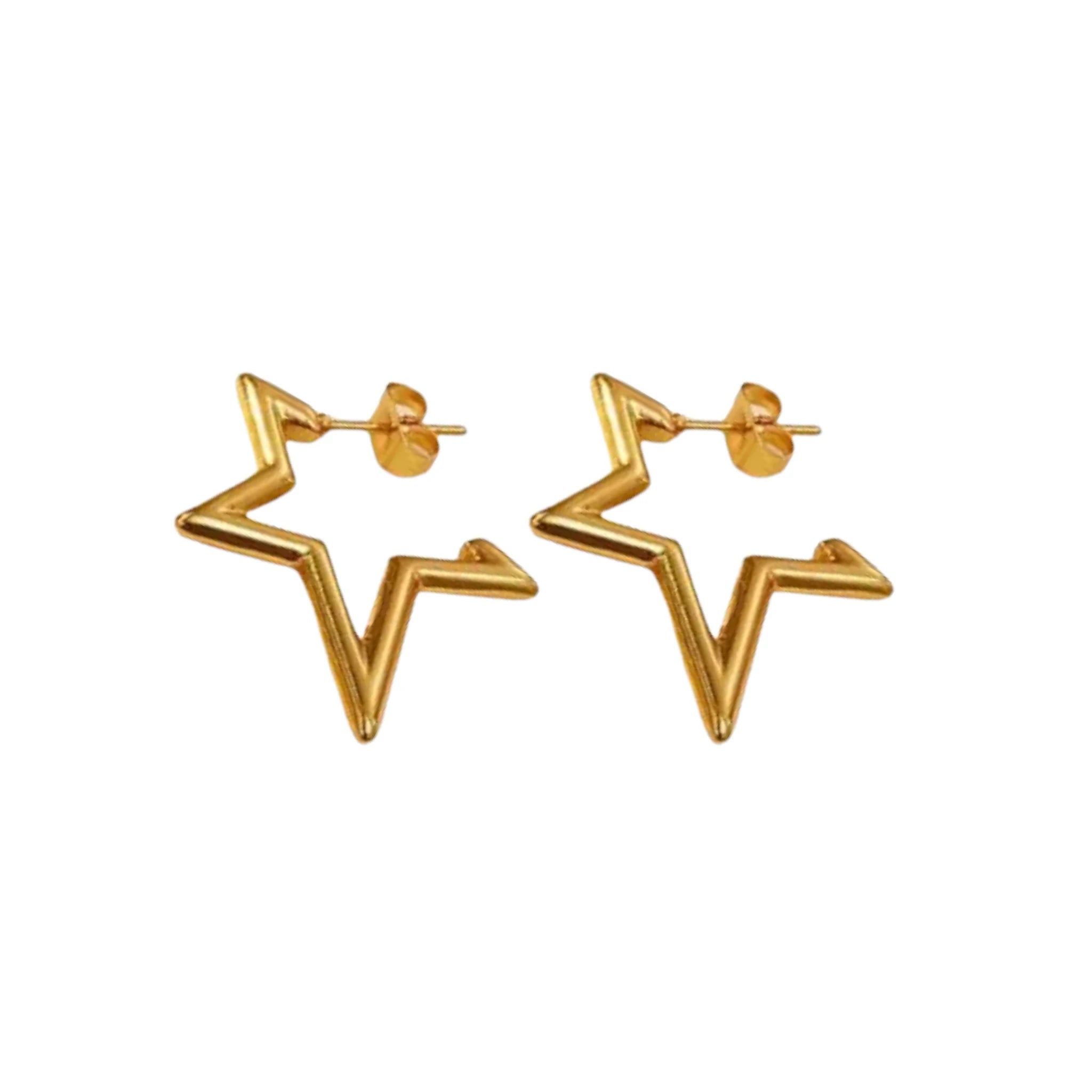 Gold Star Hoop Earrings
