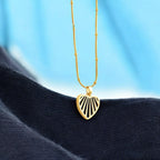 Gold Striped Heart Necklace