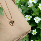 Gold Striped Heart Necklace