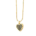 Gold Striped Heart Necklace
