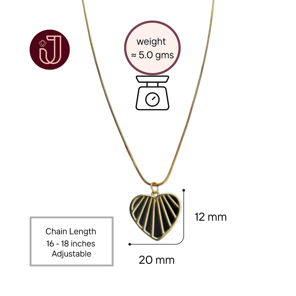 Gold Striped Heart Necklace