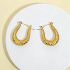 Gold Twisted U Hoop Earrings
