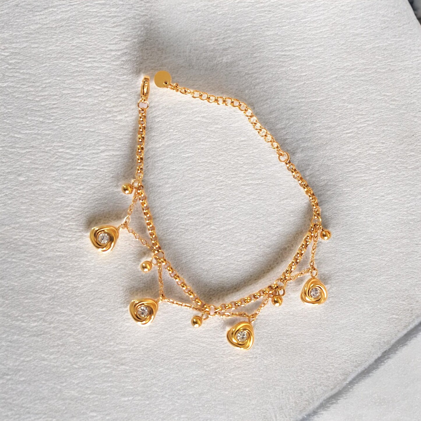 Gold Wrap Charm Loose Bracelet with Crystals