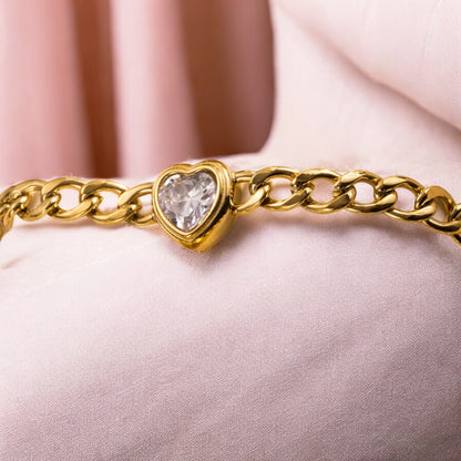 Gold Heart Chain Loose Bracelet