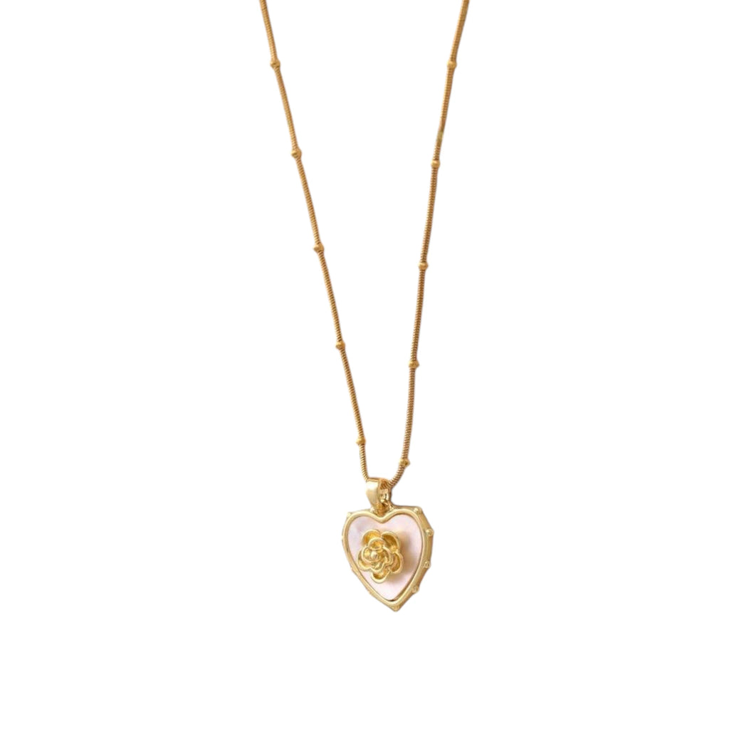 Gold Rose Heart Necklace