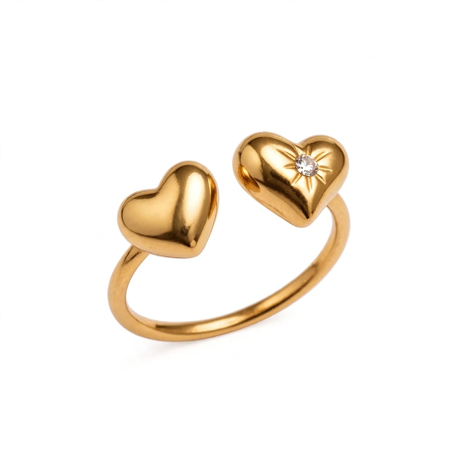 Golden Bloom | Crystal Hearts Adjustable Ring
