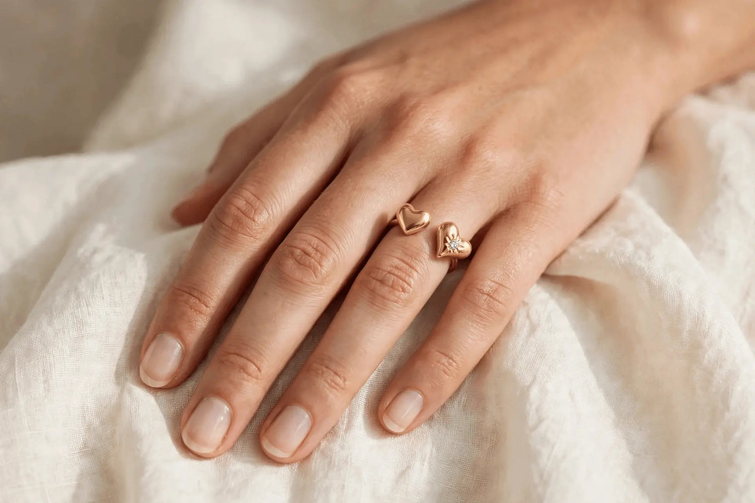 Golden Bloom | Crystal Hearts Adjustable Ring