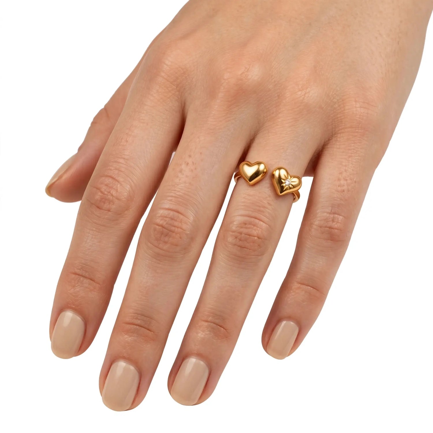 Golden Bloom | Crystal Hearts Adjustable Ring