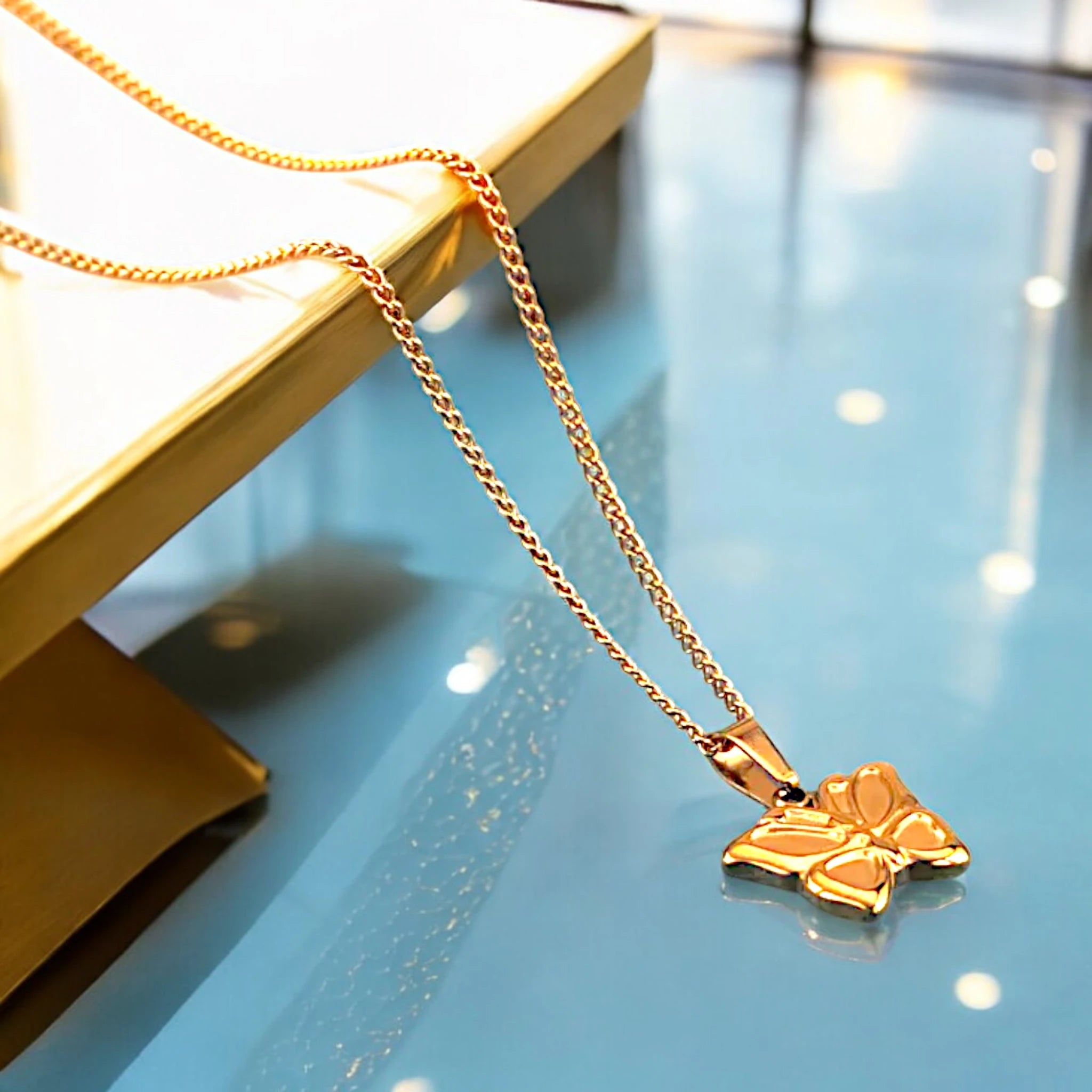 Golden Butterfly Pendant Necklace