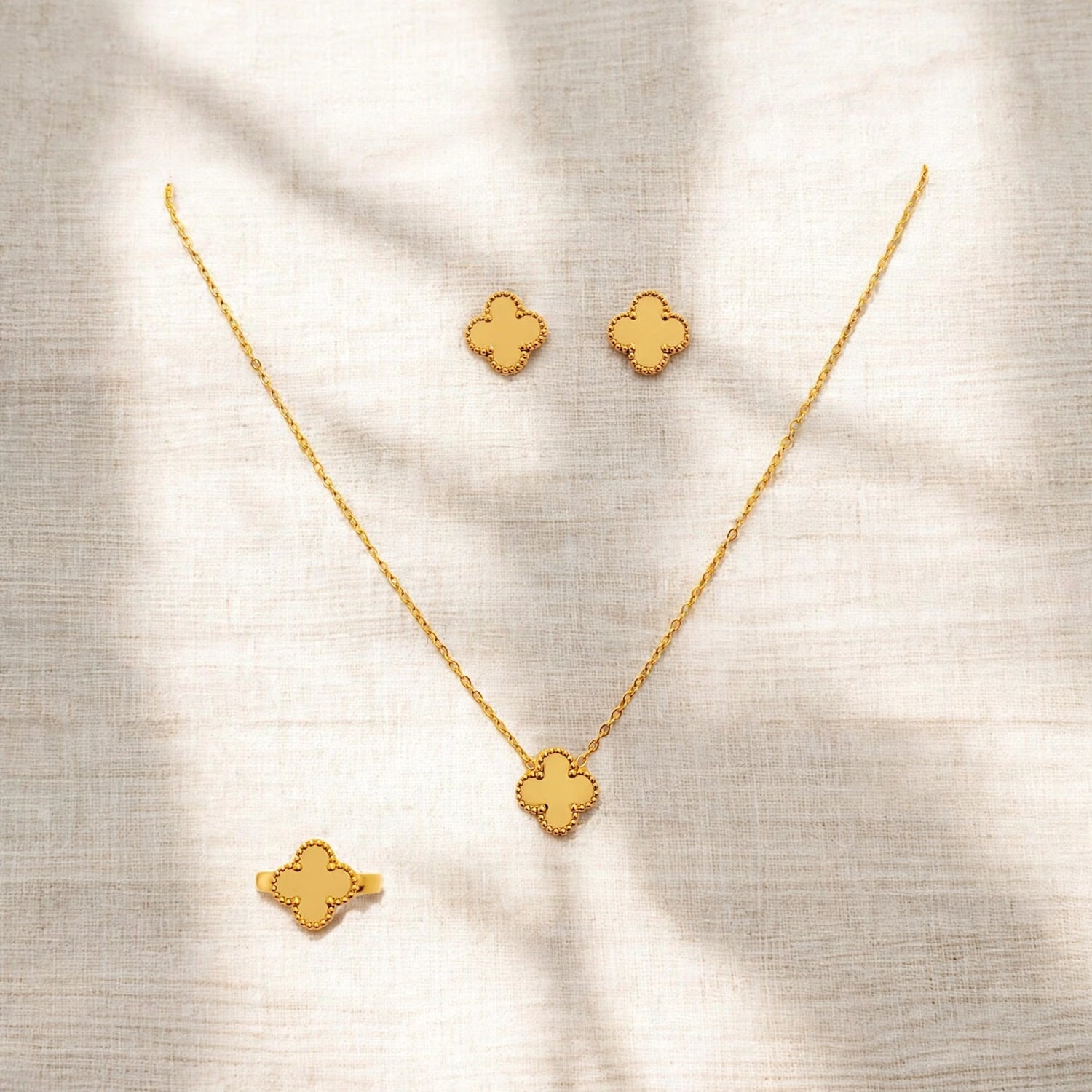 Golden Muse | Gold Clover Jewelry Set