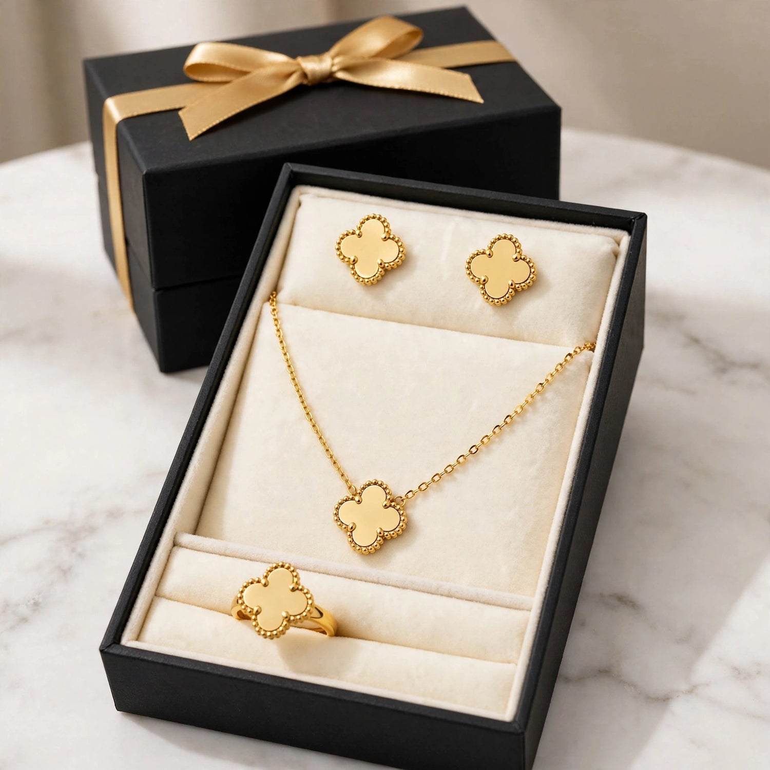 Golden Muse | Gold Clover Jewelry Set