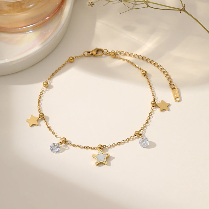 Golden Orbit | Star Crystal Charm Anklet