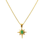 Green Stone Sunburst Necklace