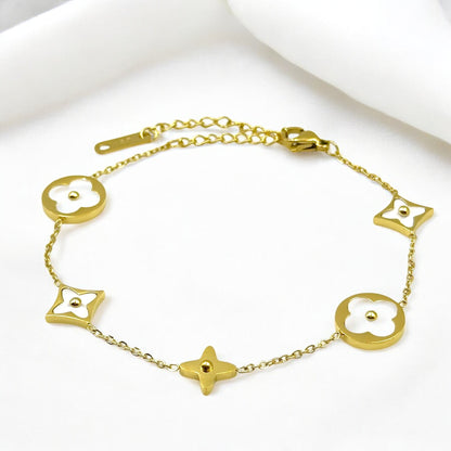 White Geometric Gold Loose Bracelet