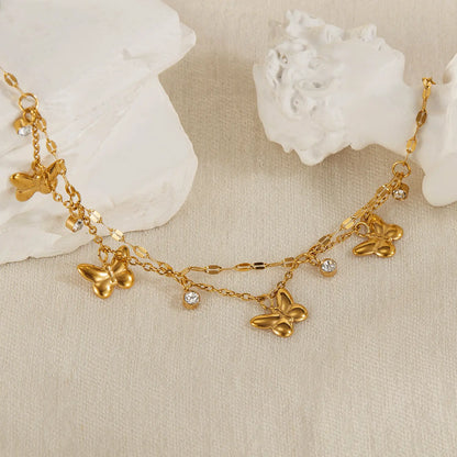 Gold Butterfly Loose Bracelet with Crystals