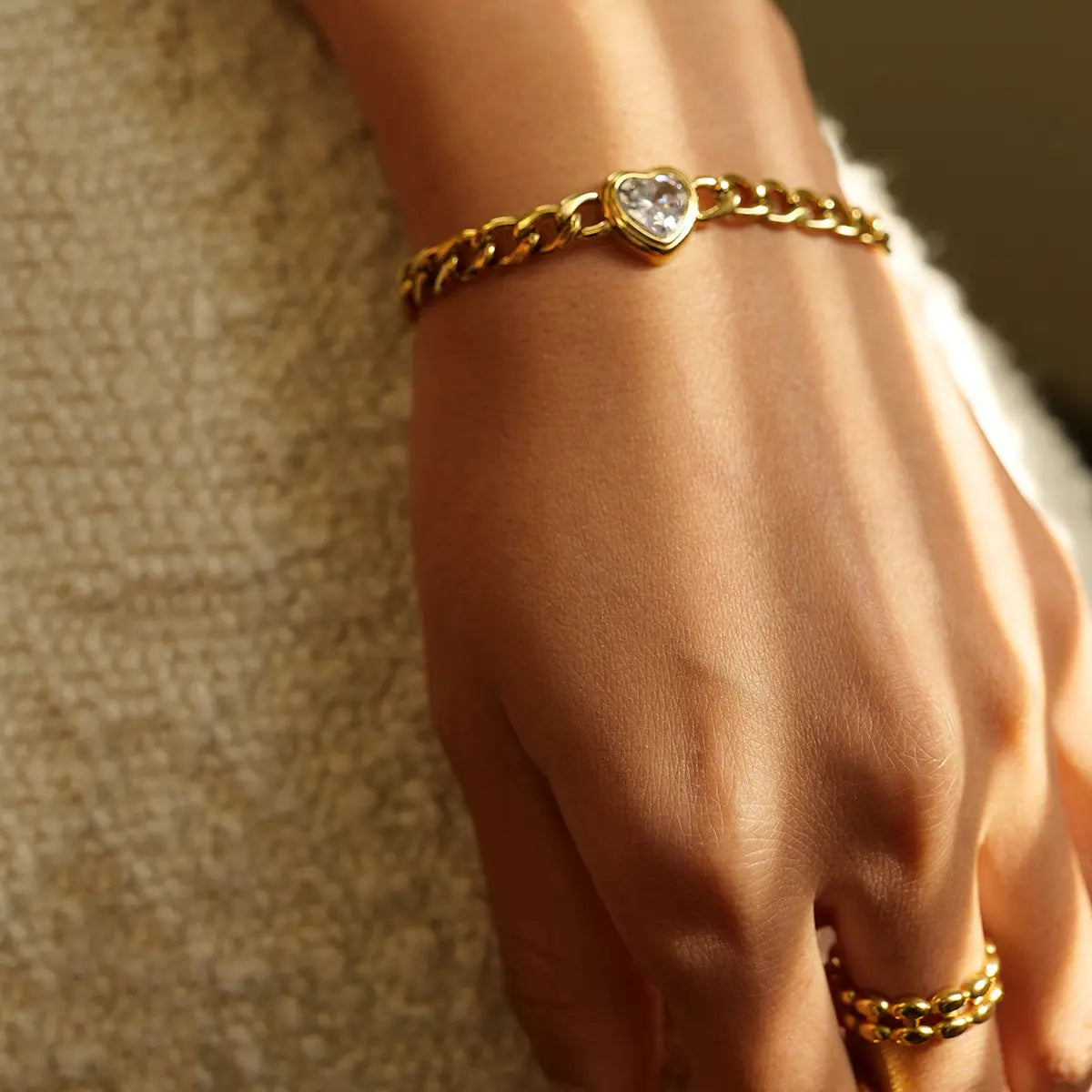 Gold Heart Chain Loose Bracelet