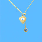 Heart Evil Eye Lariat Necklace