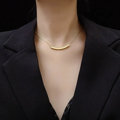 Hollow Curved Tube Gold Necklace