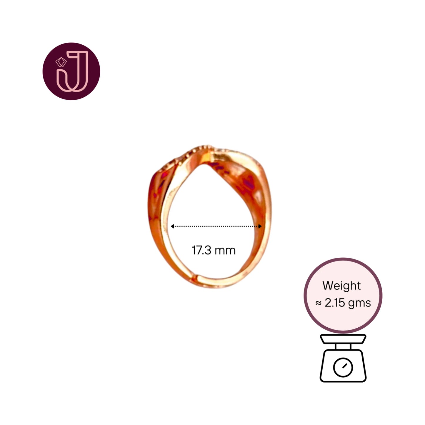 Ring with dimensions and weight details.