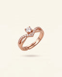 Blush Reign | Rose Gold Solitaire Crown Adjustable Ring