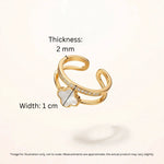 Large white clover ring with clover width and single crystal thickness callouts