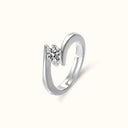 Moonlit Solitaire | Silver Crystal Adjustable Ring