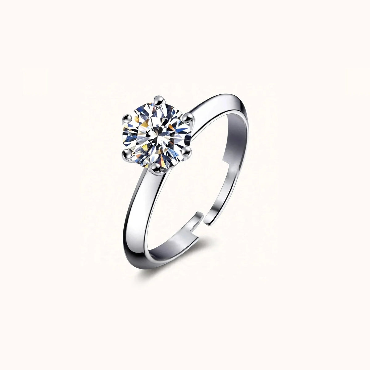 Pure Radiance | Silver Crystal Solitaire Adjustable Ring