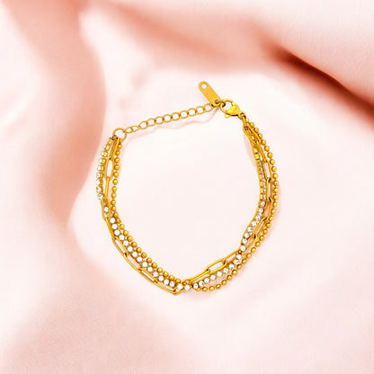 Layered Gold Crystal Loose Bracelet