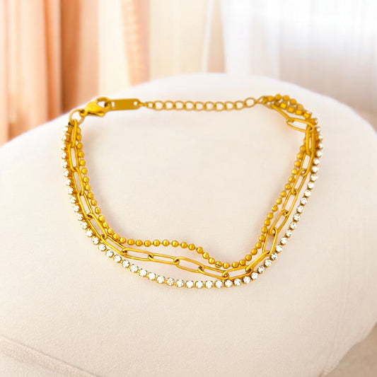 Layered Gold Crystal Loose Bracelet