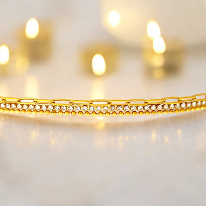 Layered Gold Crystal Loose Bracelet