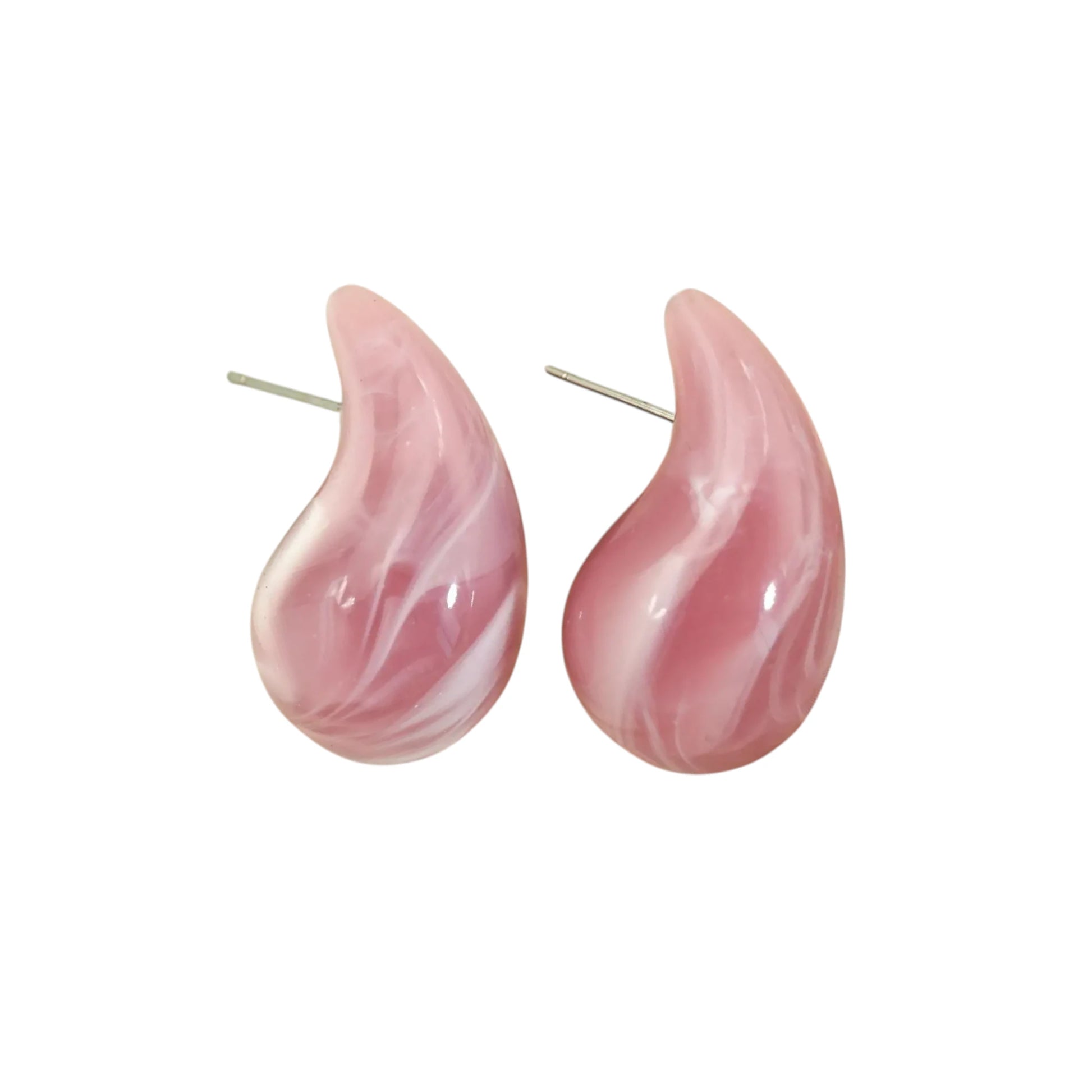 Light Coral Teardrop Earrings displayed on a White Background.