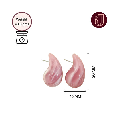 Light Coral Teardrop Earrings with dimensions and weight details.
