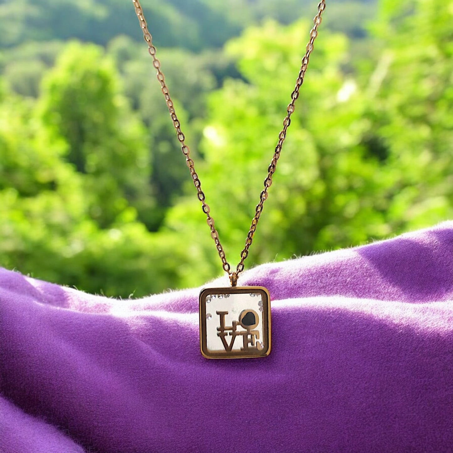 Love Square Pendant Necklace