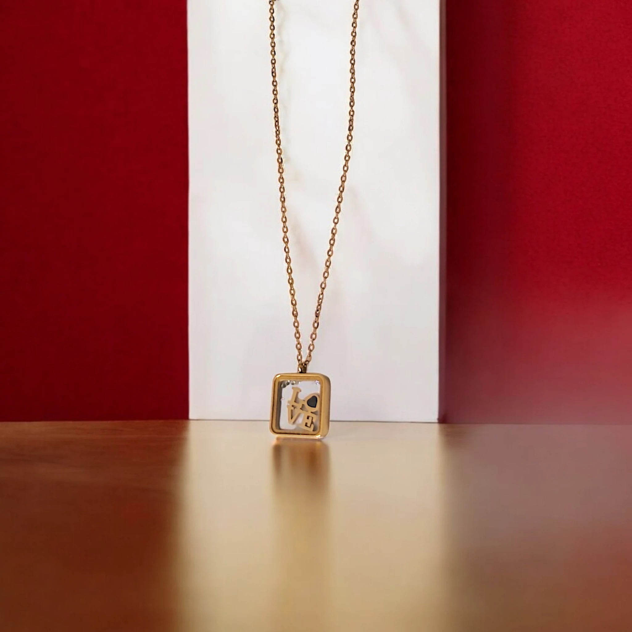 Love Square Pendant Necklace
