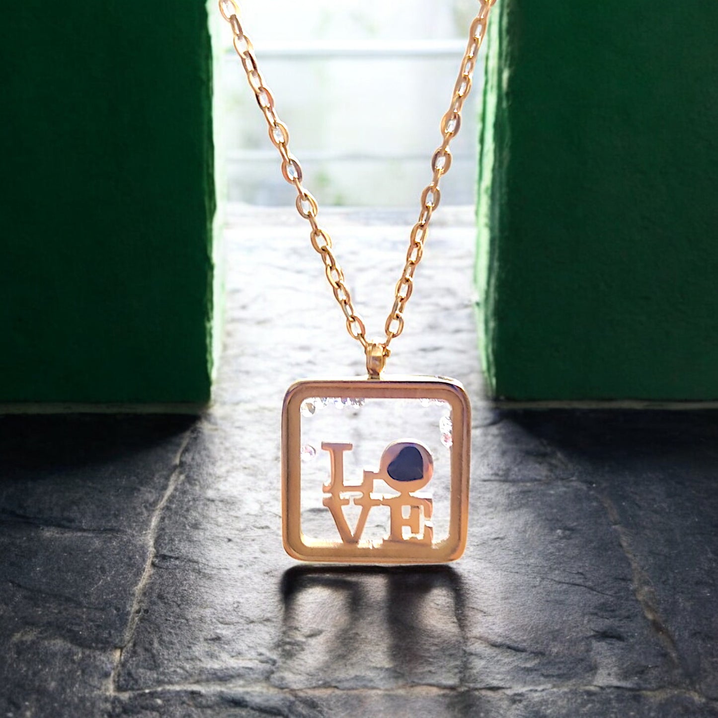 Love Square Pendant Necklace